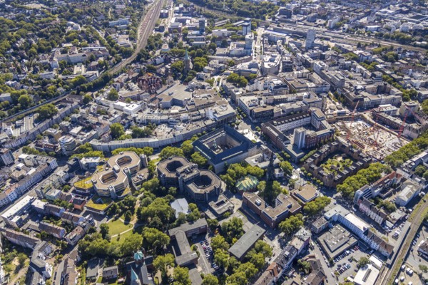 Aerial view, city hall Bochum, Telekomblock and BVZ area, Gleisdreieck, Bochum, Ruhr area, North Rhine-Westphalia, Germany, DE, Europe, birds-eyes view, aerial view, aerial photography, aerial photography, overview, bird's eye view, urban planning, reconstruction measures, construction site, overplanning