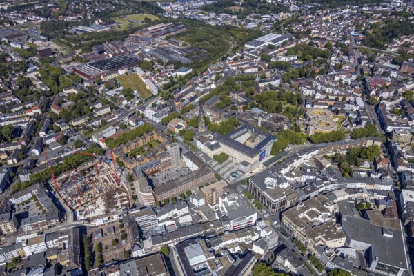 Aerial view, city hall Bochum, Telekomblock and BVZ area, Gleisdreieck, Bochum, Ruhr area, North Rhine-Westphalia, Germany, DE, Europe, birds-eyes view, aerial view, aerial photography, aerial photography, overview, bird's eye view, urban planning, reconstruction measures, construction site, overplanning