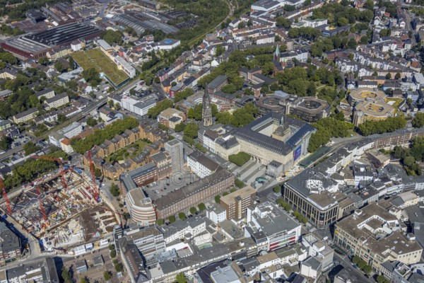 Aerial view, city hall Bochum, Telekomblock and BVZ area, Gleisdreieck, Bochum, Ruhr area, North Rhine-Westphalia, Germany, DE, Europe, birds-eyes view, aerial view, aerial photography, aerial photography, overview, bird's eye view, urban planning, reconstruction measures, construction site, overplanning
