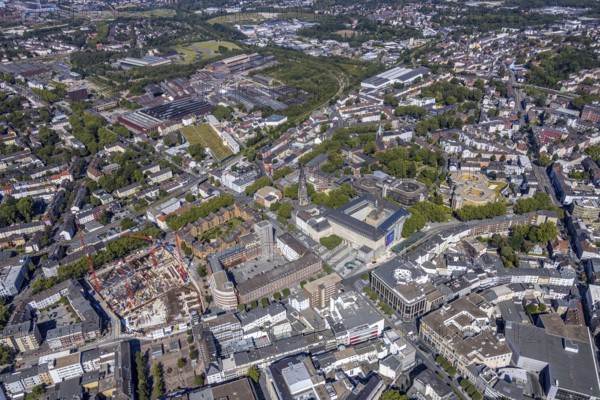 Aerial view, city hall Bochum, Telekomblock and BVZ area, Gleisdreieck, Bochum, Ruhr area, North Rhine-Westphalia, Germany, DE, Europe, birds-eyes view, aerial view, aerial photography, aerial photography, overview, bird's eye view, urban planning, reconstruction measures, construction site, overplanning