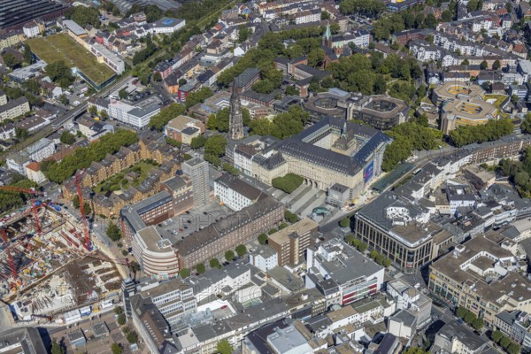 Aerial view, city hall Bochum, Telekomblock and BVZ area, Gleisdreieck, Bochum, Ruhr area, North Rhine-Westphalia, Germany, DE, Europe, birds-eyes view, aerial view, aerial photography, aerial photography, overview, bird's eye view, urban planning, reconstruction measures, construction site, overplanning