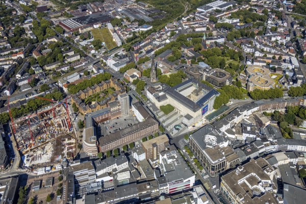 Aerial view, city hall Bochum, Telekomblock and BVZ area, Gleisdreieck, Bochum, Ruhr area, North Rhine-Westphalia, Germany, DE, Europe, birds-eyes view, aerial view, aerial photography, aerial photography, overview, bird's eye view, urban planning, reconstruction measures, construction site, overplanning