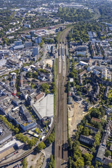 Aerial view, Bermuda triangle, track to central station, track triangle, Bochum, Ruhr area, North Rhine-Westphalia, Germany, DE, Europe, birds-eyes view, aerial photograph, aerial photography, aerial photography, overview, overview, bird's eye view, urban planning, reconstruction measures, construction site, overplanning
