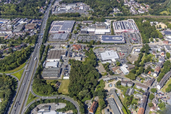 Aerial view, industrial estate Hofstedder Straße, Speicherstraße, Grumme, Bochum, Ruhr area, North Rhine-Westphalia, Germany, DE, Europe, birds-eyes view, aerial photography, aerial photography, overview, bird's eye view, urban planning, reconstruction measures, construction site, overplanning