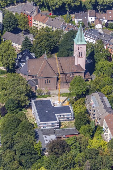 Aerial photograph, ÐŸÑ€Ð°Ð²Ð¾ÑÐ°Ð²Ð½Ð°Ñ Ð¦ÐµÑ€ÐºÐ¾Ð²ÑŒ, Russian Orthodox Church Feldsieper Straße, Grumme, Bochum, Ruhr area, North Rhine-Westphalia, Germany, DE, Europe, birds-eyes view, aerial photograph, aerial photography, aerial photography, overview, bird's eye view, urban planning, reconstruction measures, construction site, overplanning