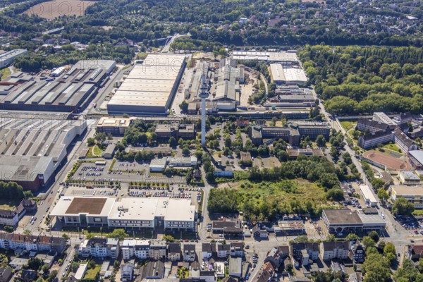 Aerial view, area at Castroper Straße for the planned Green Mosque Ruhr, next to car dealership Feix, Grumme, Bochum, Ruhr area, North Rhine-Westphalia, Germany, DE, Europe, birds-eyes view, aerial view, aerial photography, aerial photography, overview, overview, bird's eye view, urban planning, reconstruction measures, construction site, overplanning