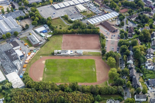 Aerial view, sports facility Schwarz-Weiß Wattenscheid 08, Wattenscheid, Bochum, Ruhr area, North Rhine-Westphalia, Germany, Bochum-Wattenscheid, DE, Dickebank, Europe, football pitch, football club, aerial view, aerial photography, aerial photography, sports, sports facilities, sports field, sports facility, district Wattenscheid, overview, bird's-eye view, overview