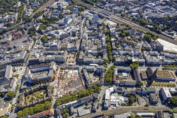 Aerial view, city centre with former justice area, city centre, Gleisdreieck, Bochum, Ruhr area, North Rhine-Westphalia, Germany, DE, Europe, birds-eyes view, aerial view, aerial photography, aerial photography, overview, bird's eye view