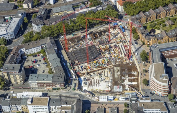 Aerial view, city centre with former justice area, city centre, Gleisdreieck, Bochum, Ruhr area, North Rhine-Westphalia, Germany, DE, Europe, birds-eyes view, aerial view, aerial photography, aerial photography, overview, bird's eye view