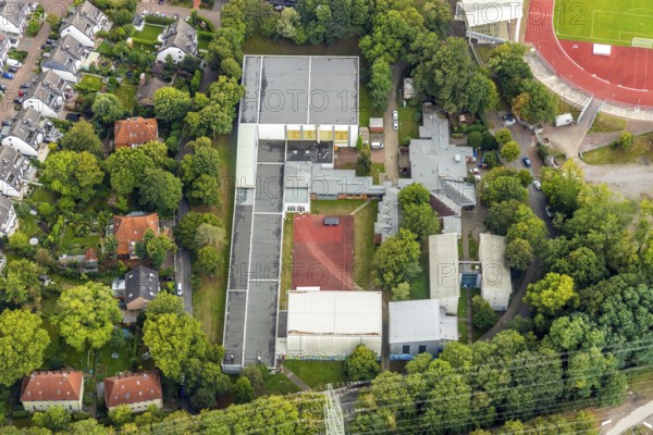 Aerial view, Olympic Training Centre Ruhr-Ost at Lohrheidestadion, Leithe, Bochum, Ruhr area, North Rhine-Westphalia, Germany, Bochum-Wattenscheid, DE, Europe, athletics, aerial view, aerial photography, aerial photography, sports, Wattenscheid district, overview, bird's-eye view, Wattenscheid, birds-eyes view, overview