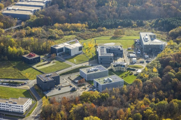 Hsg Bochum - Hochschule für Gesundheit, health campus, construction site, Querenburg, Bochum, Ruhr area, North Rhine-Westphalia, Germany, construction work, construction, construction area, building site, building plots, construction measure, construction project, campus, DE, Europe, aerial view, aerial photograph, aerial photography, aerial photography, new building, Ruhr-Universität Bochum, overview, bird's-eye view, birds-eyes view, overview