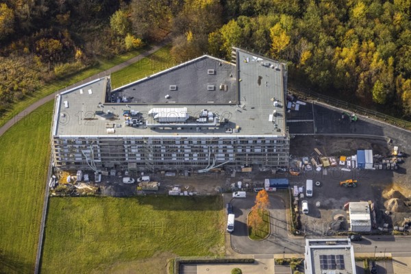 Hsg Bochum - Hochschule für Gesundheit, health campus, construction site, Querenburg, Bochum, Ruhr area, North Rhine-Westphalia, Germany, construction work, construction, construction area, building site, building plots, construction measure, construction project, campus, DE, Europe, aerial view, aerial photograph, aerial photography, aerial photography, new building, Ruhr-Universität Bochum, overview, bird's-eye view, birds-eyes view, overview