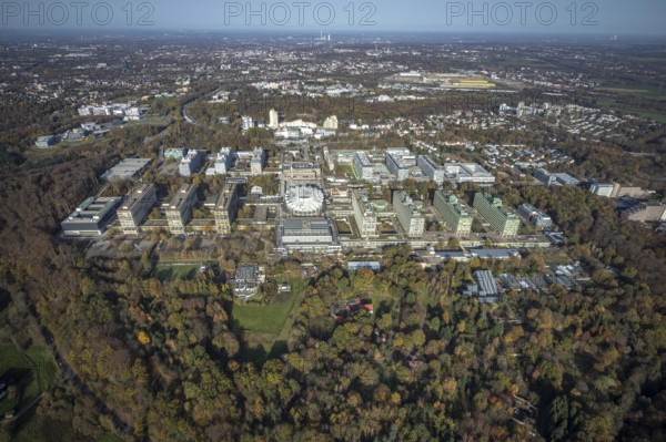Ruhr-Universität Bochum, RUB, Querenburg, Bochum, Ruhr area, North Rhine-Westphalia, Germany, education, educational institution, DE, Europe, teaching institute, aerial view, aerial photograph, aerial photography, aerial photography, overview, university, university road, bird's eye view, birds-eyes view, overview