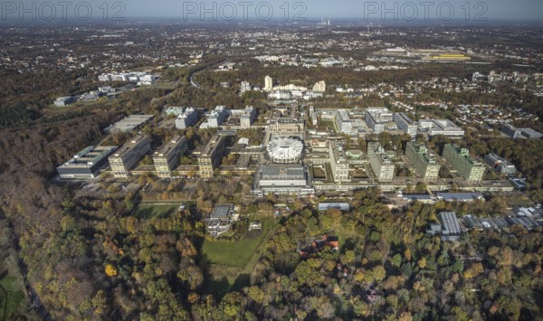 Ruhr-Universität Bochum, RUB, Querenburg, Bochum, Ruhr area, North Rhine-Westphalia, Germany, education, educational institution, DE, Europe, teaching institute, aerial view, aerial photograph, aerial photography, aerial photography, overview, university, university road, bird's eye view, birds-eyes view, overview