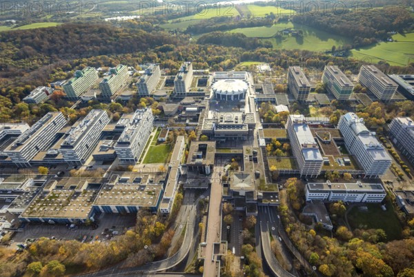 Ruhr-Universität Bochum, RUB, Querenburg, Bochum, Ruhr area, North Rhine-Westphalia, Germany, education, educational institution, DE, Europe, teaching institute, aerial view, aerial photograph, aerial photography, aerial photography, overview, university, university road, bird's eye view, birds-eyes view, overview