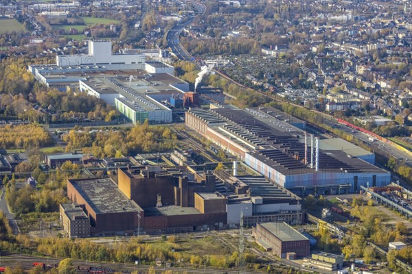 Thyssenkrupp Steel Europe AG Bochum plant, Kruppwerke, Bochum, Ruhr area, North Rhine-Westphalia, Germany, DE, Essener Straße, Europe, commercial enterprises, commercial area, commercial park, commercial location, commercial use, industrial area, industrial building, industrial location, aerial view, aerial photograph, aerial photography, aerial photography, overview, bird's-eye view, bird's-eye view, overview