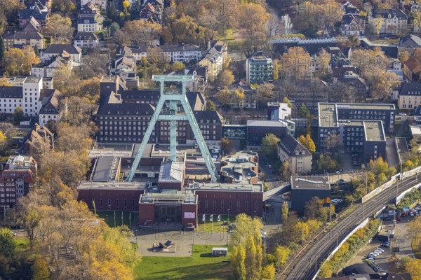 German Mining Museum, winding tower, Grumme, Bochum, Ruhr area, North Rhine-Westphalia, Germany, mining, DE, Europe, Europaplatz, autumn colours, Leibniz Research Museum for Georesources, aerial view, aerial photograph, aerial photography, aerial photography, museum, overview, bird's-eye view, birds-eyes view, overview