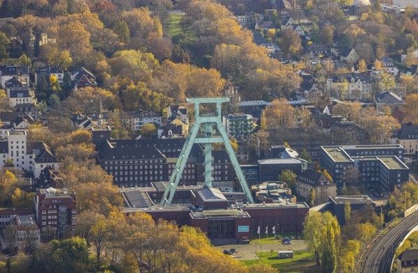 German Mining Museum, winding tower, Grumme, Bochum, Ruhr area, North Rhine-Westphalia, Germany, mining, DE, Europe, Europaplatz, autumn colours, Leibniz Research Museum for Georesources, aerial view, aerial photograph, aerial photography, aerial photography, museum, overview, bird's-eye view, birds-eyes view, overview