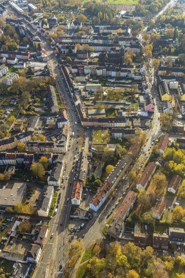 Residential area Dorstener Straße, Gahlensche Straße, Hamme, Bochum, Ruhr area, North Rhine-Westphalia, Germany, federal road B226, DE, Europe, property tax, real estate, aerial view, aerial photograph, aerial photography, aerial photography, overview, bird's-eye view, residential area, residential area, residential buildings, residential quality, residential neighbourhood, housing estate, birds-eyes view, overview