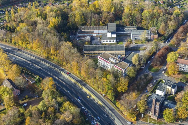 Commercial area Dinnendahlstraße 9, Dekra Automobil GmbH, Hofstede, Bochum, Ruhr area, North Rhine-Westphalia, Germany, DE, Europe, commercial enterprises, commercial area, commercial park, commercial location, commercial use, industrial area, industrial building, industrial location, aerial view, aerial photograph, aerial photography, aerial photography, overview, bird's-eye view, birds-eyes view, overview