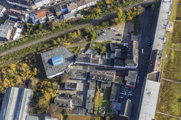 Red light district in Bochum, Gußstahlstraße, Im Winkel, Bochum, Ruhr area, North Rhine-Westphalia, Germany, Brordellviertel, Cafe Ritze Bistro, DE, DEU, Eros Centre, Europe, Kontakthof, aerial view, aerial photograph, aerial photography, aerial photography, prostitution, red light district, red light district, restricted area, overview, bird's-eye view, birds-eyes view, overview