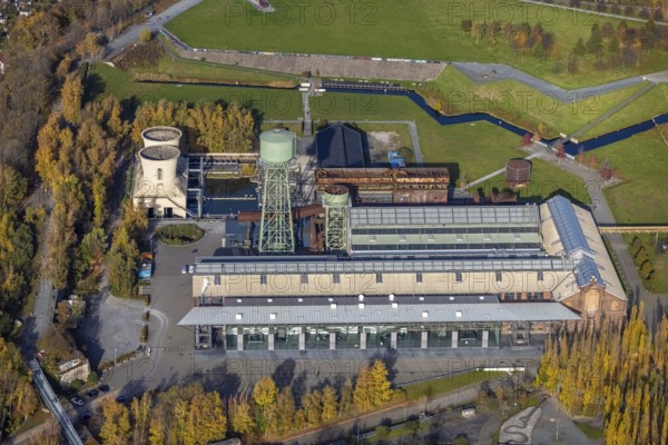 Jahrhunderthalle Bochum, Kruppwerke, Bochum, Ruhr area, North Rhine-Westphalia, Germany, An der Jahrhunderthalle, DE, Europe, culture, art, aerial view, aerial photograph, aerial photography, aerial photography, overview, events, venue, event location, event centre, bird's-eye view, birds-eyes view, cultural use, overview