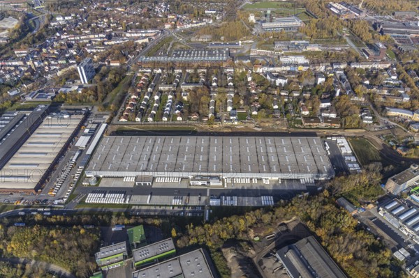 DSV Stuttgart GmbH freight forwarding service, Kruppwerke, Bochum, Ruhr area, North Rhine-Westphalia, Germany, DE, Europe, commercial enterprises, commercial area, commercial park, commercial location, commercial use, freight traffic, industrial area, industrial building, industrial location, logistics, logistics service, logistics service provider, logistics provider, logistics centre, aerial view, aerial photograph, aerial photography, aerial photography, freight forwarding, transport, transport service, overview, bird's-eye view, bird's-eye view, overview