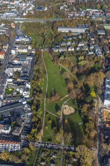 Schmechtings Wiesental, Grumme, Bochum, Ruhr area, North Rhine-Westphalia, Germany, DE, Europe, green spaces, aerial view, aerial photograph, aerial photography, aerial photography, park, overview, bird's eye view, birds-eyes view, overview