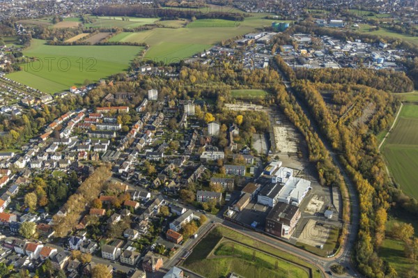PPG Coatings Deutschland GmbH, Lothringer Straße, brownfields An der Halde, industrial estate Daimlerstraße, Dieselstraße, Gerthe, Bochum, Ruhr area, North Rhine-Westphalia, Germany, Bövinghauser Straße, DE, Europe, property tax, real estate, aerial photograph, aerial photography, aerial photography, overview, bird's-eye view, housing estate, housing and living, residential area, residential buildings, residential quality, residential neighbourhood, housing estate, birds-eyes view, overview