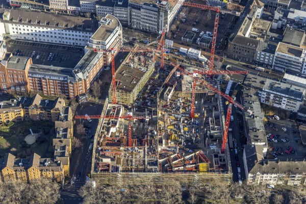 Aerial view, construction site new justice centre Bochum, Viktoriastraße, city centre, Westring, Gleisdreieck, Bochum, Ruhr area, North Rhine-Westphalia, Germany, DE, Europe, birds-eyes view, aerial photography, aerial photography, aerial photography, overview, bird's eye view