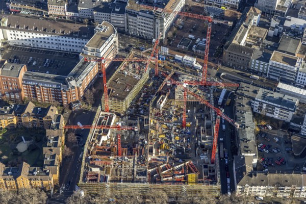 Aerial view, construction site new justice centre Bochum, Viktoriastraße, city centre, Westring, Gleisdreieck, Bochum, Ruhr area, North Rhine-Westphalia, Germany, DE, Europe, birds-eyes view, aerial photography, aerial photography, aerial photography, overview, bird's eye view