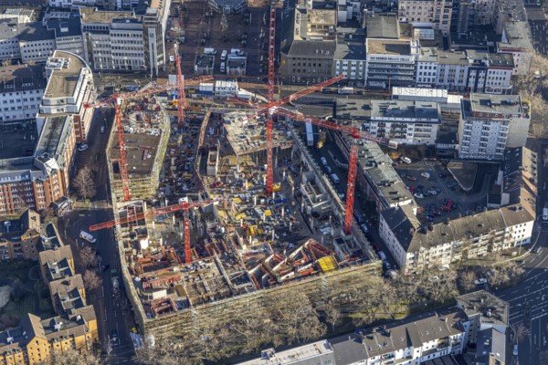Aerial view, construction site new justice centre Bochum, Viktoriastraße, city centre, Westring, Gleisdreieck, Bochum, Ruhr area, North Rhine-Westphalia, Germany, DE, Europe, birds-eyes view, aerial photography, aerial photography, aerial photography, overview, bird's eye view