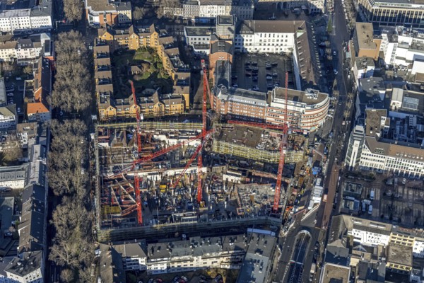 Aerial view, construction site new justice centre Bochum, Viktoriastraße, city centre, Westring, Gleisdreieck, Bochum, Ruhr area, North Rhine-Westphalia, Germany, DE, Europe, birds-eyes view, aerial photography, aerial photography, aerial photography, overview, bird's eye view