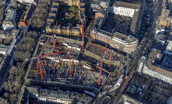 Aerial view, construction site new justice centre Bochum, Viktoriastraße, city centre, Westring, Gleisdreieck, Bochum, Ruhr area, North Rhine-Westphalia, Germany, DE, Europe, birds-eyes view, aerial photography, aerial photography, aerial photography, overview, bird's eye view