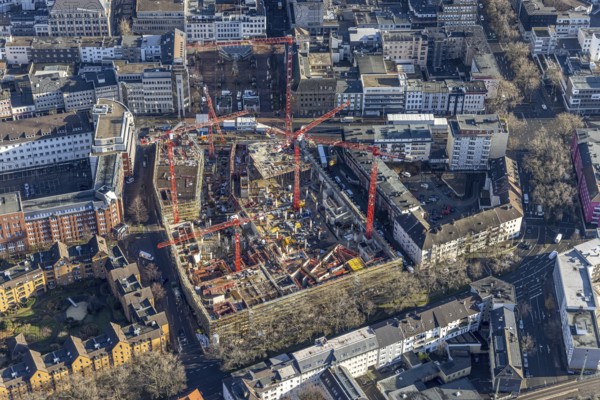 Aerial view, construction site new justice centre Bochum, Viktoriastraße, city centre, Westring, Gleisdreieck, Bochum, Ruhr area, North Rhine-Westphalia, Germany, DE, Europe, birds-eyes view, aerial photography, aerial photography, aerial photography, overview, bird's eye view