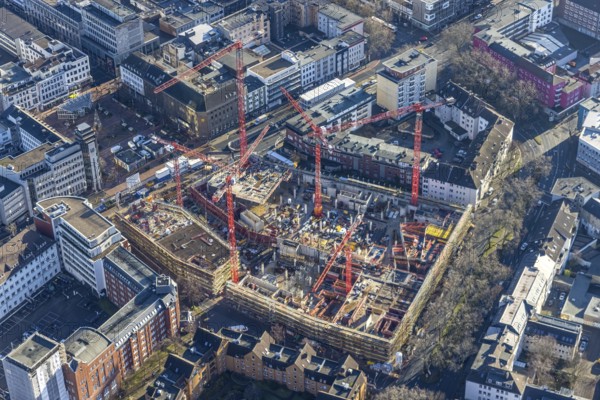 Aerial view, construction site new justice centre Bochum, Viktoriastraße, city centre, Westring, Gleisdreieck, Bochum, Ruhr area, North Rhine-Westphalia, Germany, DE, Europe, birds-eyes view, aerial photography, aerial photography, aerial photography, overview, bird's eye view