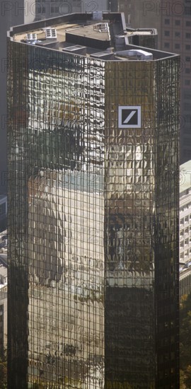 Frankfurt, skyline, skyscrapers, Deutsche Bank, DEU Germany Germany, Europe, aerial view, birds-eyes view, aerial photography, aerial photography, overview, overview, bird's eye view