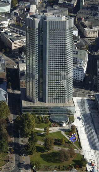 Frankfurt, skyline, skyscrapers, Deutsche Bank, DEU Germany Germany, Europe, aerial view, birds-eyes view, aerial photography, aerial photography, overview, overview, bird's eye view
