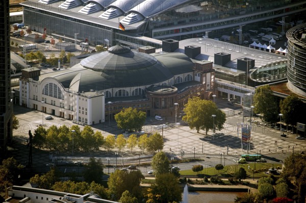 Frankfurt, skyline, skyscrapers, Deutsche Bank, DEU Germany Germany, Europe, aerial view, birds-eyes view, aerial photography, aerial photography, overview, overview, bird's eye view