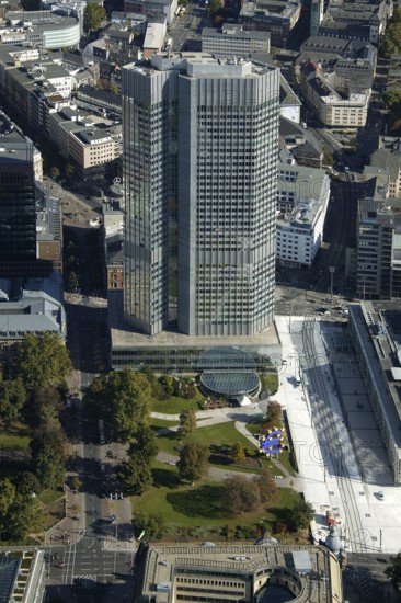 Frankfurt, skyline, skyscrapers, Deutsche Bank, DEU Germany Germany, Europe, aerial view, birds-eyes view, aerial photography, aerial photography, overview, overview, bird's eye view