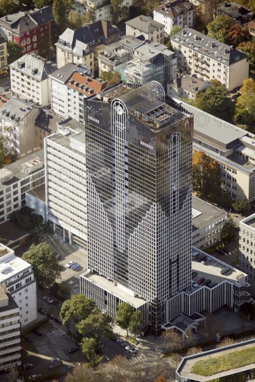 Frankfurt, skyline, skyscrapers, Deutsche Bank, DEU Germany Germany, Europe, aerial view, birds-eyes view, aerial photography, aerial photography, overview, overview, bird's eye view