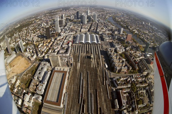 Frankfurt, skyline, skyscrapers, Deutsche Bank, DEU Germany Germany, Europe, aerial view, birds-eyes view, aerial photography, aerial photography, overview, overview, bird's eye view