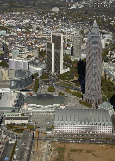Frankfurt, skyline, skyscrapers, Deutsche Bank, DEU Germany Germany, Europe, aerial view, birds-eyes view, aerial photography, aerial photography, overview, overview, bird's eye view