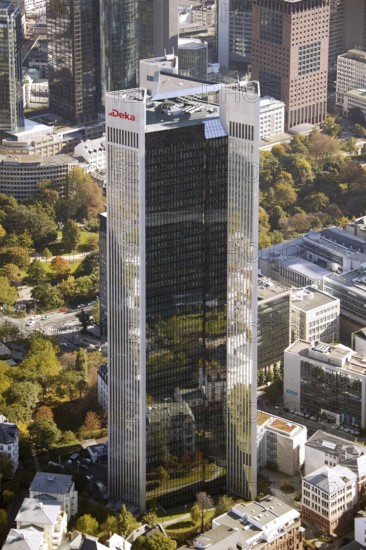 Frankfurt, skyline, skyscrapers, Deutsche Bank, DEU Germany Germany, Europe, aerial view, birds-eyes view, aerial photography, aerial photography, overview, overview, bird's eye view
