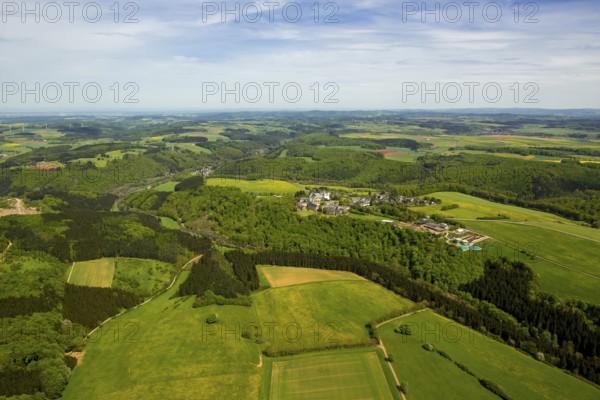 Steinfeld Monastery, monastery in Kall, Benedictine Abbey, Kall, Eifel, North Rhine-Westphalia, Germany, Europe, aerial view, birds-eyes view, aerial photography, aerial photography, overview, overview, bird's eye view