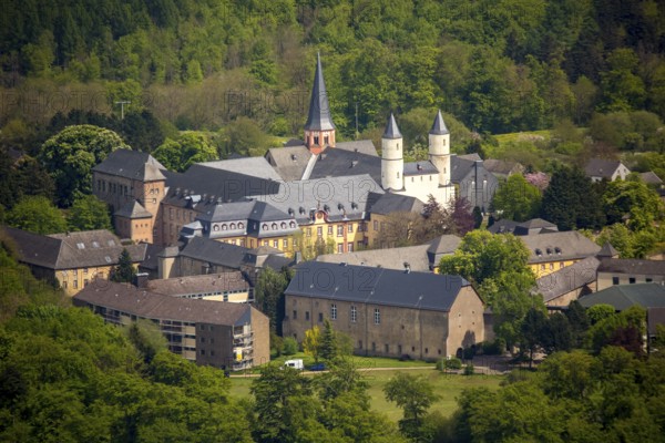 Steinfeld Monastery, monastery in Kall, Benedictine Abbey, Kall, Eifel, North Rhine-Westphalia, Germany, Europe, aerial view, birds-eyes view, aerial photography, aerial photography, overview, overview, bird's eye view