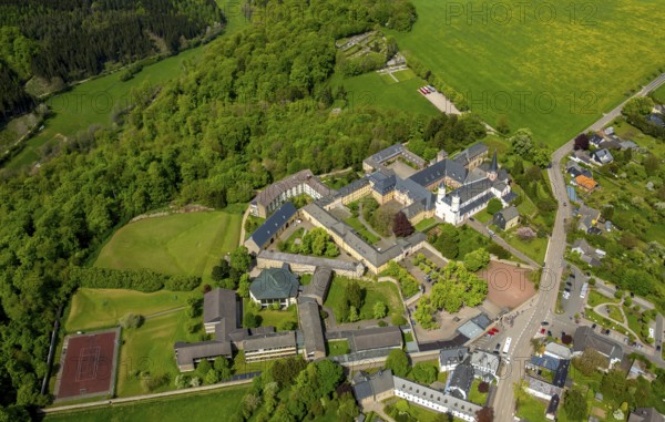 Steinfeld Monastery, monastery in Kall, Benedictine Abbey, Kall, Eifel, North Rhine-Westphalia, Germany, Europe, aerial view, birds-eyes view, aerial photography, aerial photography, overview, overview, bird's eye view