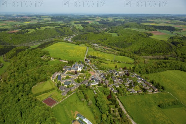 Steinfeld Monastery, monastery in Kall, Benedictine Abbey, Kall, Eifel, North Rhine-Westphalia, Germany, Europe, aerial view, birds-eyes view, aerial photography, aerial photography, overview, overview, bird's eye view