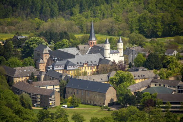 Steinfeld Monastery, monastery in Kall, Benedictine Abbey, Kall, Eifel, North Rhine-Westphalia, Germany, Europe, aerial view, birds-eyes view, aerial photography, aerial photography, overview, overview, bird's eye view