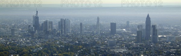 Frankfurt, skyline, skyscrapers, Deutsche Bank, DEU Germany Germany, Europe, aerial view, birds-eyes view, aerial photography, aerial photography, overview, overview, bird's eye view